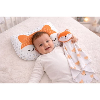 Kit Naninha + Travesseiro Anatômico para Bebê | Naninha Pelúcia | Apoio de Cabeça | Enxoval