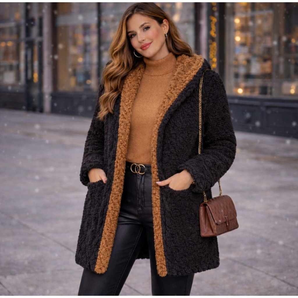herlipto ♡ Double Breasted Shaggy Coat Casaco Feminino Reversível Dupla Face DUPLO Teddy Peludo Super