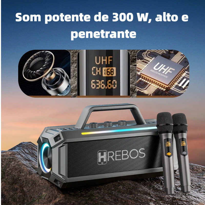 Caixa De Som Portátil Bluetooth Amplificada USB SD Radio Fm MP3