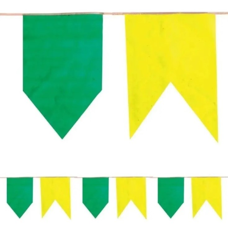 Bandeirão de Plástico Festa Junina Brasil Verde e Amarela 10 Metros