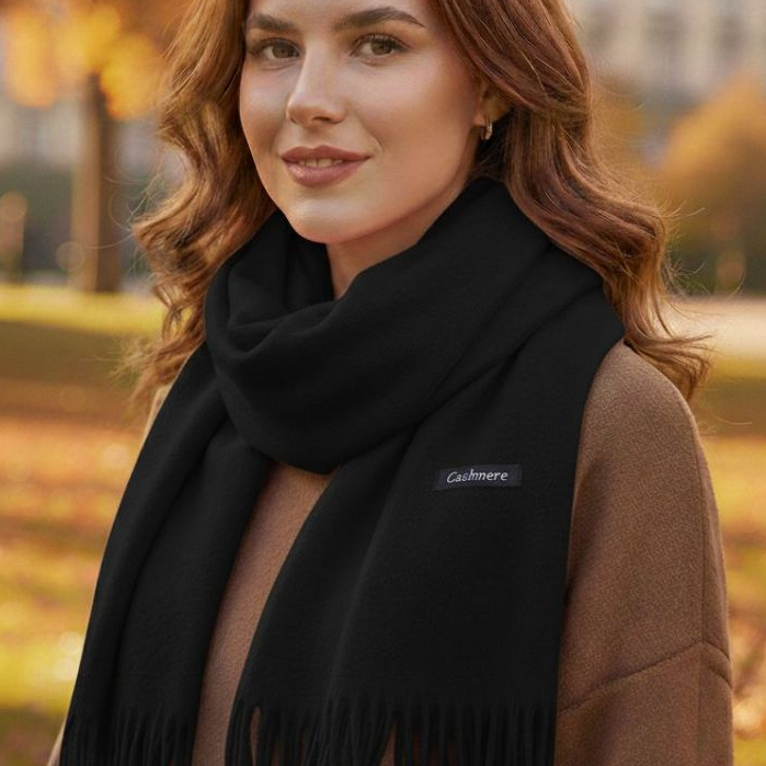 Cachecol Pashmina Lisa de poliester de 230g com franjas Presentes