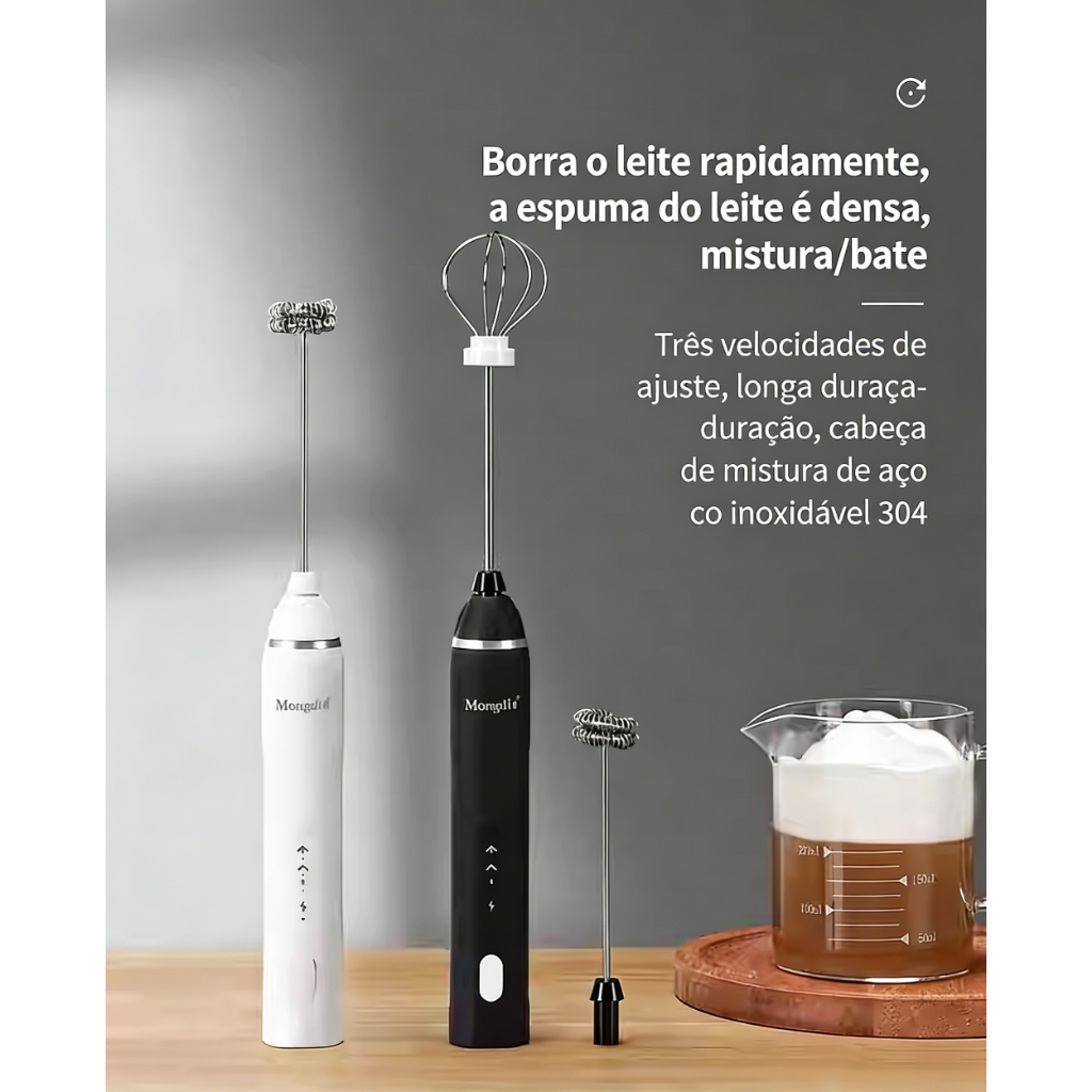 Mini Mixer Misturador Bebidas Ovos Portátil Elétrico Bateria
