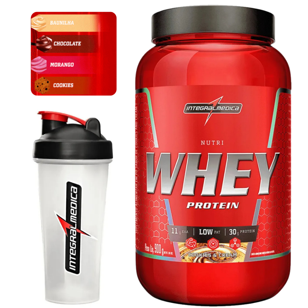 Whey protein integral medica 900g sabor baunilha/ chocolate/ cookies e ...