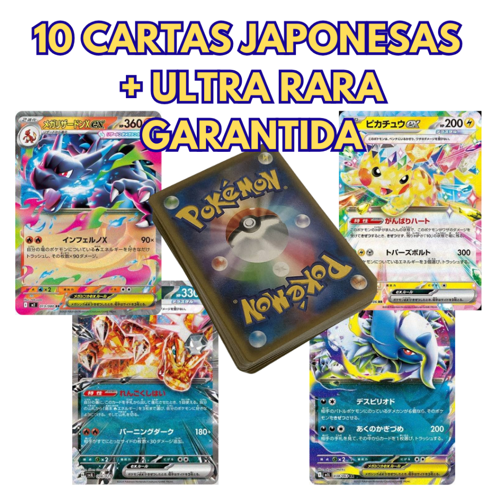10 Cartas Pokémon Japão + 1 Ultra Rara Garantida Sem Repetição Brinde ...