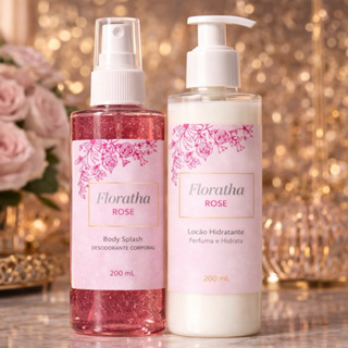 1 Kit feminino Body Splash Florata Rose com gliter 200Ml + 1 Hidratante Corporal Florata Rose 200ML em Oferta na Shopee