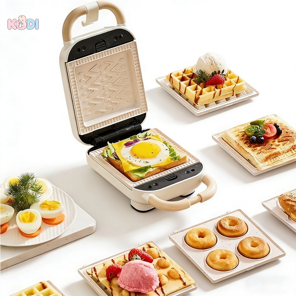 3 em 1 Elétrica Antiaderente Sanduicheira e WafflesDonuts 650w 110V Grelha Removível Portátil -M9