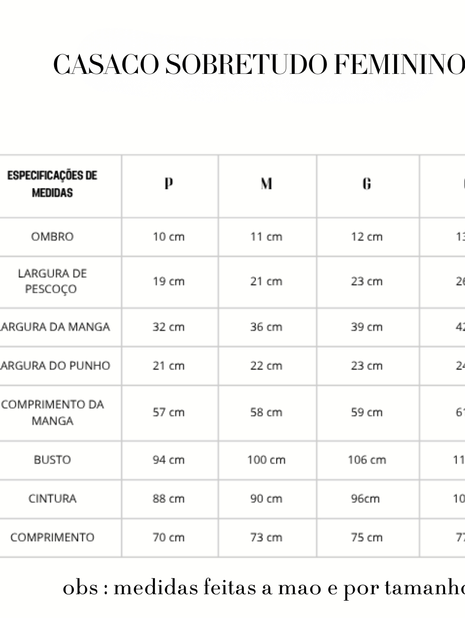 Casaco Sobretudo Feminino em Moletom Flanelado - Coleção OUTONO/INVERNO - Tamanhos P, M, G e GG.