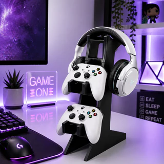 Suporte Controle Xbox One X S PS4 PS5 Fone Headset MDF Organizador Gamer Mesa