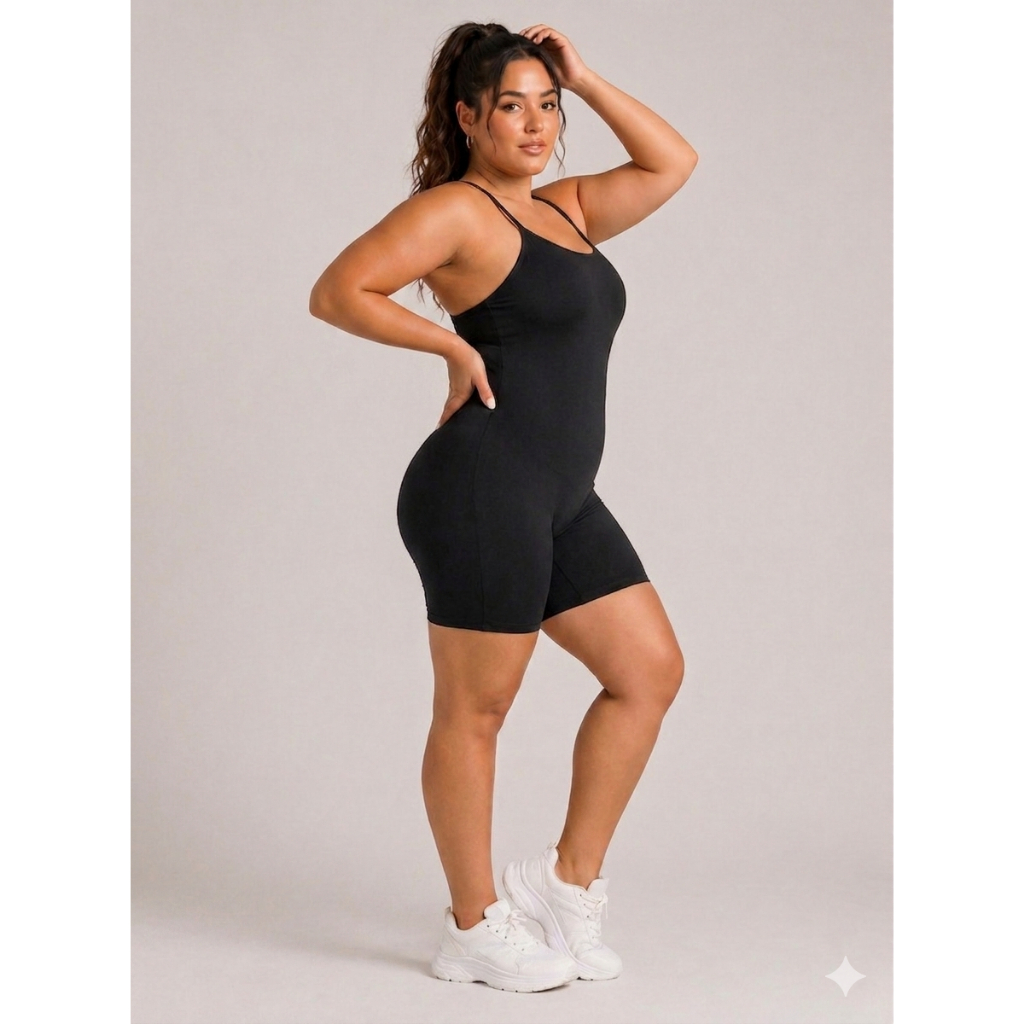 Macaquinho Plus Size ZERO TRANSPARÊNCIA Macacão Tecido grosso