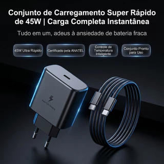 Carregador 45w Tipo C Turbo ORIGINALPara Galaxy A50 A52S A54 A70 A72 S20 Fe S21+ S22 S23 Ultra S24 Envio Imediato