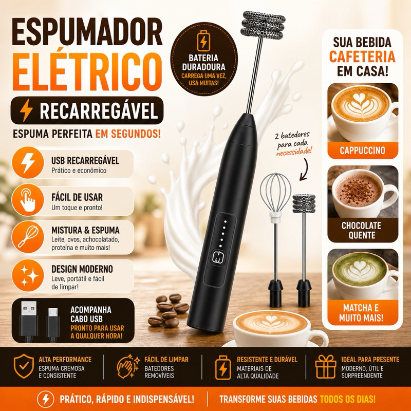 Batedor Misturador Mixer Elétrico para Bebidas Leite Café Cl