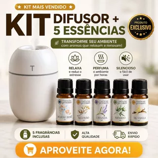 Kit Mini Umidificador Difusor Aromatizador Ambiente Egg com Essências | 1 Umidificador + 5 Essências