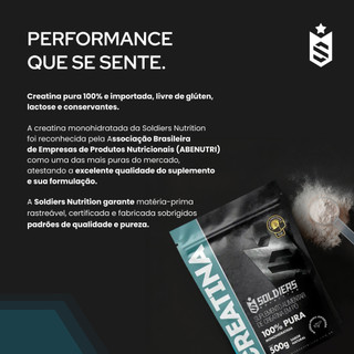 Creatina Monohidratada 500g 100% Pura Importada Soldiers Nutrition Suplemento Performance Muscular Força — foto 6 — Achou Levou Brasil
