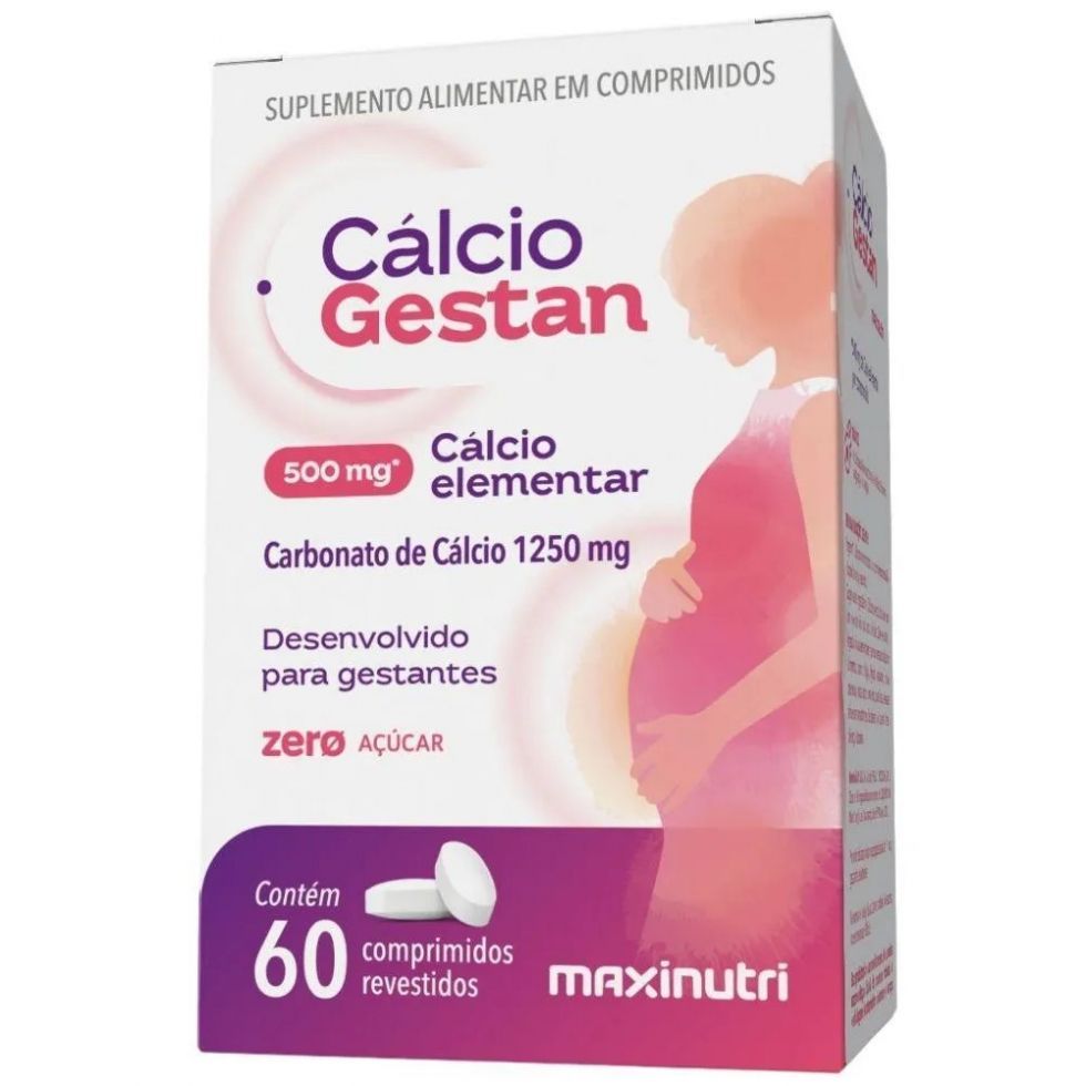 Calcio Gestan 500mg (60 Comprimidos) Zero Açúcar - Suplemento alimentar ...