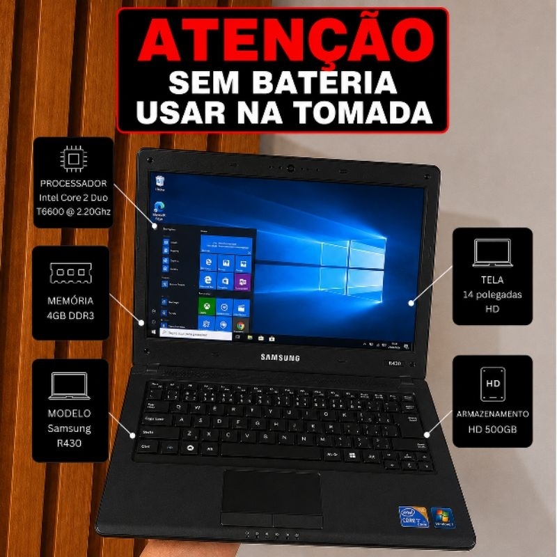 Notebook Samsung R430 / Intel Core 2 Duo T6600 / 4GB RAM / HD 320GB ...