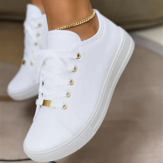 Tênis Feminino Casual Branco Sapato Sapatenis Confortável Leve Macio