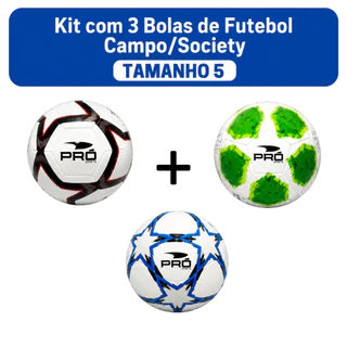 Kit 3 Bolas de Futebol Campo Tamanho 5 Oficial, Ideal para Jogos e Treinos Couro Sintético.