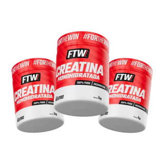 Kit 3x Creatina Monohidratada Pura Pote 1Kg - FTW