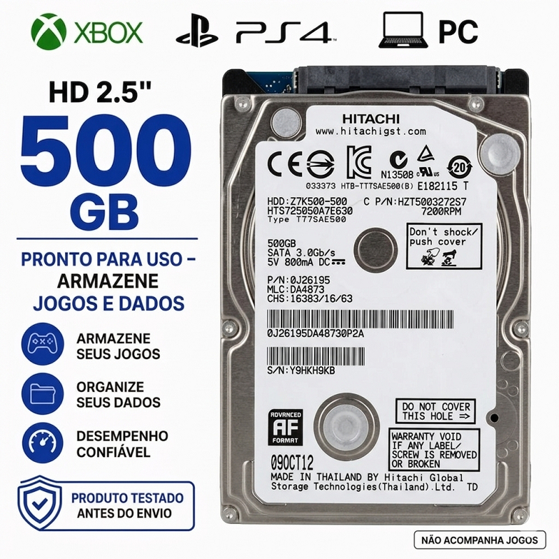 Hd Notebook 500gb 2,5 Sata Hitachi Z7K500-500 7200RPM | Shopee Brasil