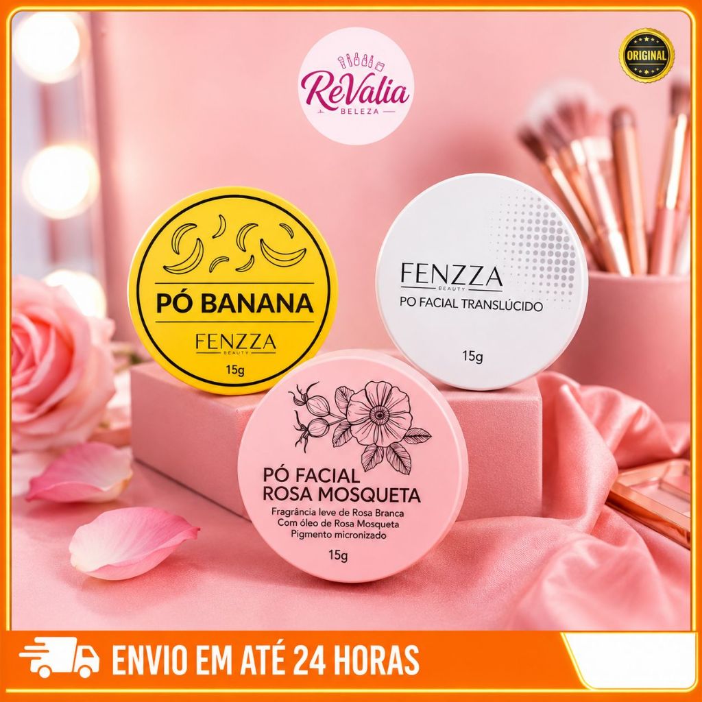 Pó Solto Fenzza 15g Banana, Translúcido ou Rosa Mosqueta | Reduz