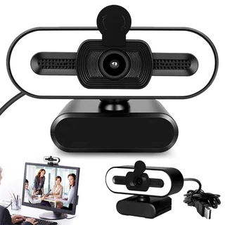 Webcam USB 2K com Microfone - Foco Automático e Ângulo Amplio, Compatibilidade Universal