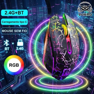 Bluetooth Mouse Sem Fio Luz De Fundo LED I RGB 2.4G Jogo De Modo Duplo 7 Cores I Para Jogos Ergonomia-6 Botões