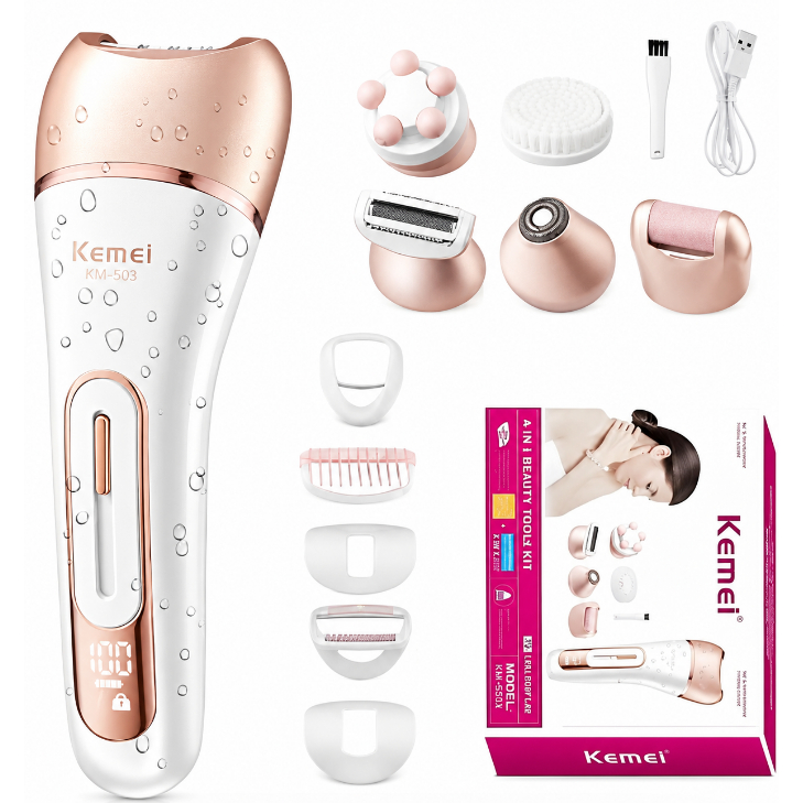 Kemei Depilador 6053 Feminino Elétrico, Barbeador Feminino, Perna