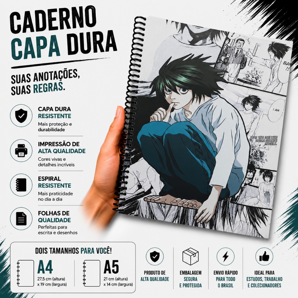 Caderno - Death Note - L - Lawliet | Shopee Brasil