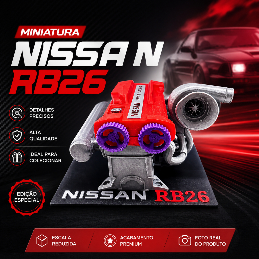 Miniatura Motor RB26 Nissan Skyline R34 JDM - Modelo 3D