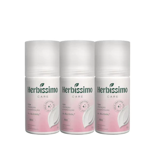 Kit Desodorante Roll-On Antitranspirante Herbíssimo Care Hibisco 50ml (3 unidades)
