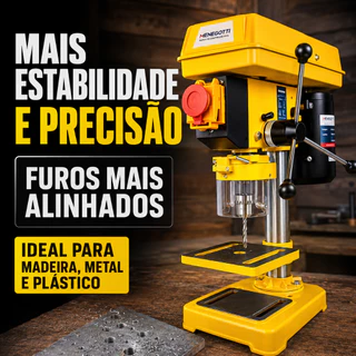 Furadeira de Bancada Menegotti MFB13 MFB16 350W 500W Madeira Metal Profissional 127V 220V 13mm 16mm