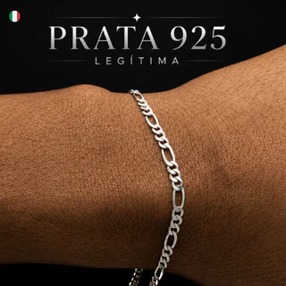Pulseira 3x1 Prata 925 Legítima 3mm Masculina Maciça Italiana