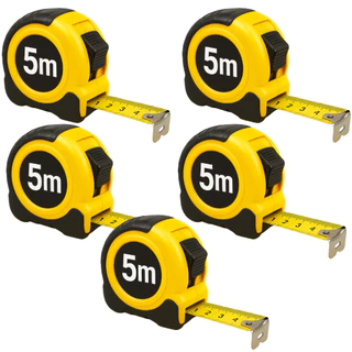 Kit com 5 Trenas de 5 Metros Profissional com Trava Automática Corpo Reforçado Medições Fita Métrica