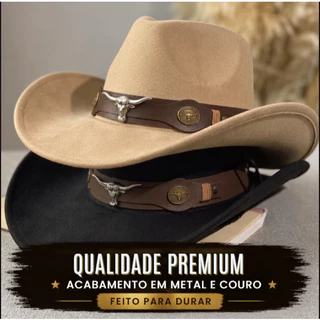 Chapéu Country Cowboy Rodeio Cowgirl Barretos Sertanejo Unissex Ocidental Em Feltro