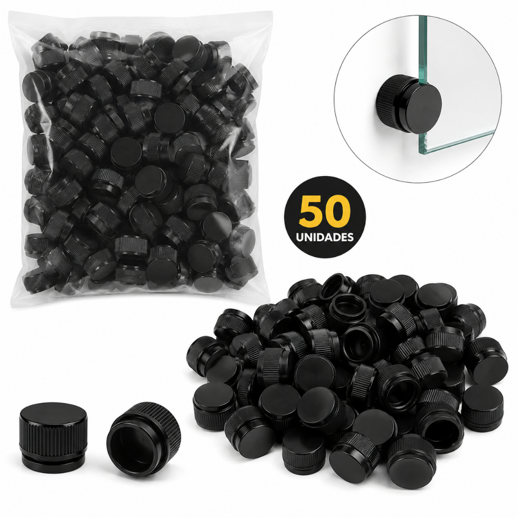 Kit 50 Unidades Botão Francês Preto de Plástico para Espelhos - Fast ...