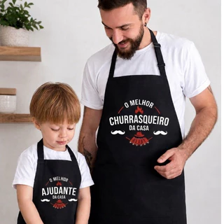 Kit Avental Pai e Filho(a) Personalizado – O Melhor Churrasqueiro e Ajudante da Casa Presente dia dos Pais