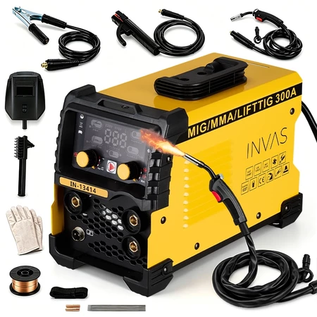 (Bivolt 300A)Maquina de Solda Inversora MIG MMA TIG Lift Sem Gás IGBT Tela LCD Com Acessórios Para Serralheria e Reparos