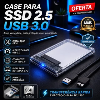 Case Hd Ssd Externo 2.5 Usb 3.0 Flash Transparente Plug Play 6Gbps Pc Notebook Ps4 Xbox One