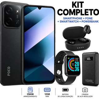 Celular C85 NFC 256GB 8GB RAM Dual SIM + Fone Bluetooth Relógio + Powerbank 10000mah