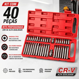 Kit Com 40 Peças De Ferramentas 40 Peças Bit Torx Allen Multidentado Crv De Alta Qualidade