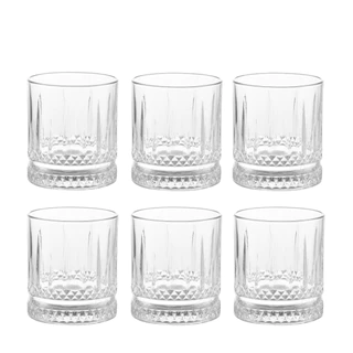 Jogo 6 Copos Baixos de Vidro Lapidado 380ml Luxo e Elegância para Água Suco Whisky e Drinks
