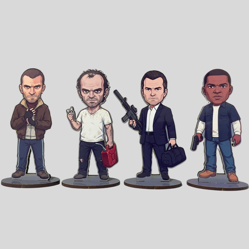Totem GTA – Jason, Lucia, CJ, Trevor, Franklin, Michael e Niko – Decoração Gamer para Setup — imagem 2
