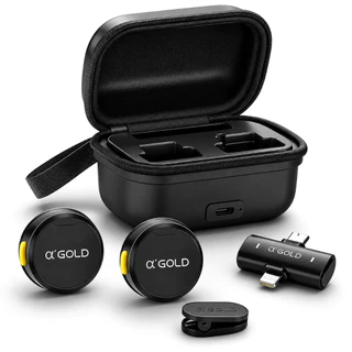 Microfone De Lapela Anti Ruído P/ Celular Com Imã Duplo+Case A'Gold Mcf-38 2 em 1