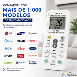 Controle Remoto Universal Ar Condicionado LCD 1000 Marcas Timer