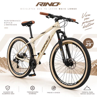 Bicicleta Aro 29 Rino Everest 21v Shimano Selim Marrom Pneu Faixa d