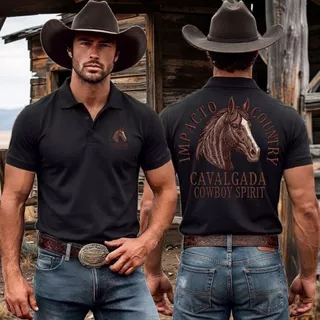 Camisa Polo Masculina Original Impacto Country Camiseta Cavalgada Cowboy Spirit Rodeio Peão Agro