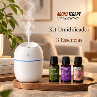 Kit de Umidificador Aromatizador com 3 Essências | Difusor de Ambient + Essências Aromatizantes 20ml