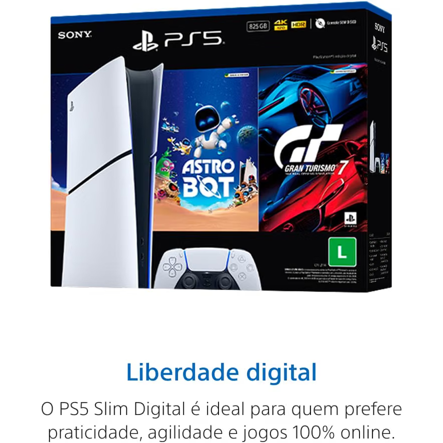 Console PS5 Slim 825GB Digital Edition + 2 Jogos - AstroBot + Gran Turismo 7 - 2114B — imagem 2