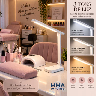 Luminária de Mesa Led Dobrável Recarregável Touch Nail Designer Manicure Luz de Led
