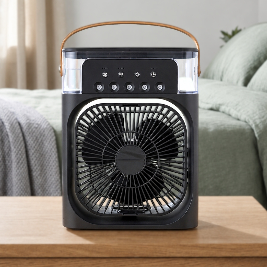 Ventilador De Ar Portátil Para Escritório Umidificador Com Led e Reservatório De Água